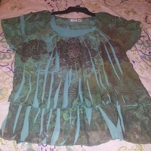 Cato Tiered Butterfly Short Sleeve Blouse